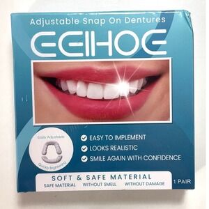 EELHOE Adjustable Snap On Dentures Cosmetic False Teeth Veneers Upper Lower Pair